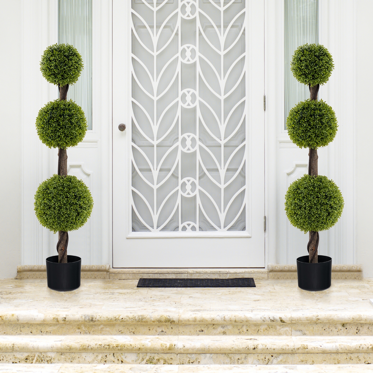 Gymax 4 FT Artificial Boxwood Topiary Ball Tree w/ Weighted Pot Faux Cypress Tree