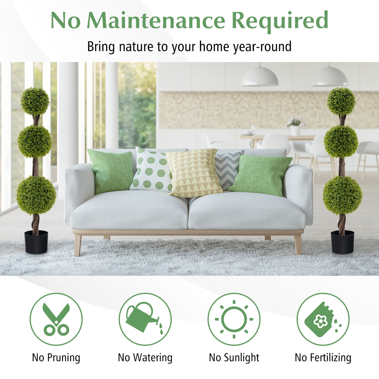 Gymax 4 FT Artificial Boxwood Topiary Ball Tree w/ Weighted Pot Faux Cypress Tree