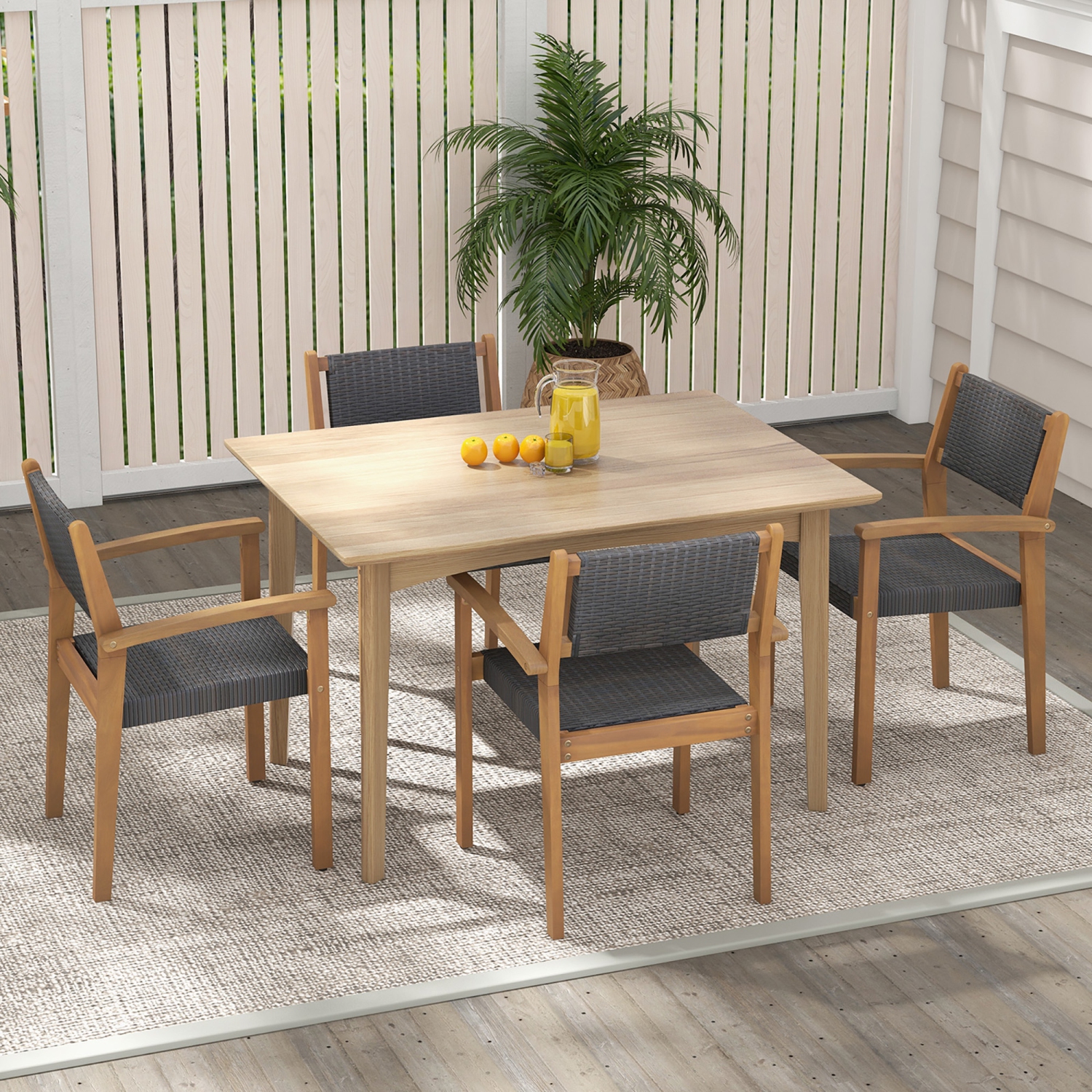 Gymax Stackable Dining Chair Set of 4 w/ Breathable Backrest Adjustable Foot Pads