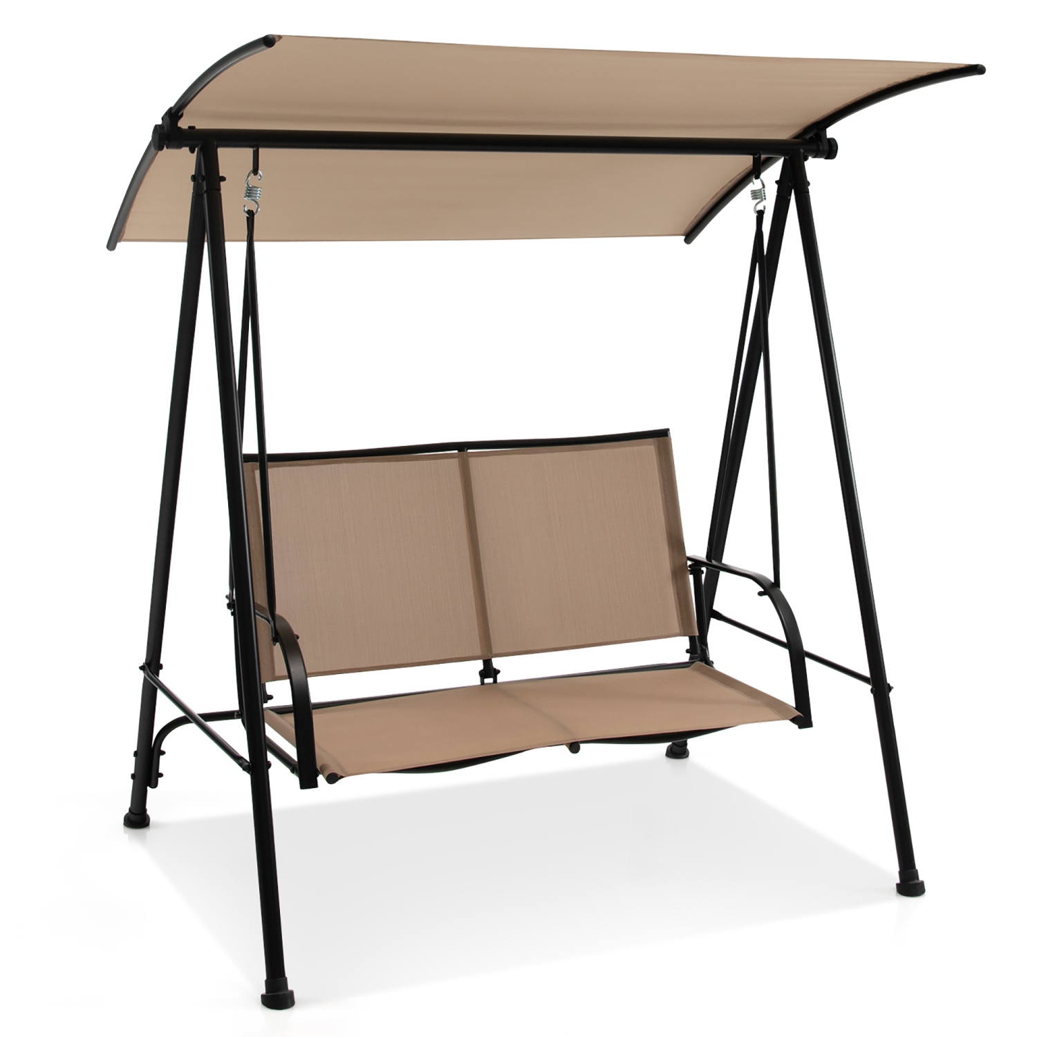 Gymax 2-Person Patio Swing Seat Swing Bench Canopy Swing Loveseat Outdoor