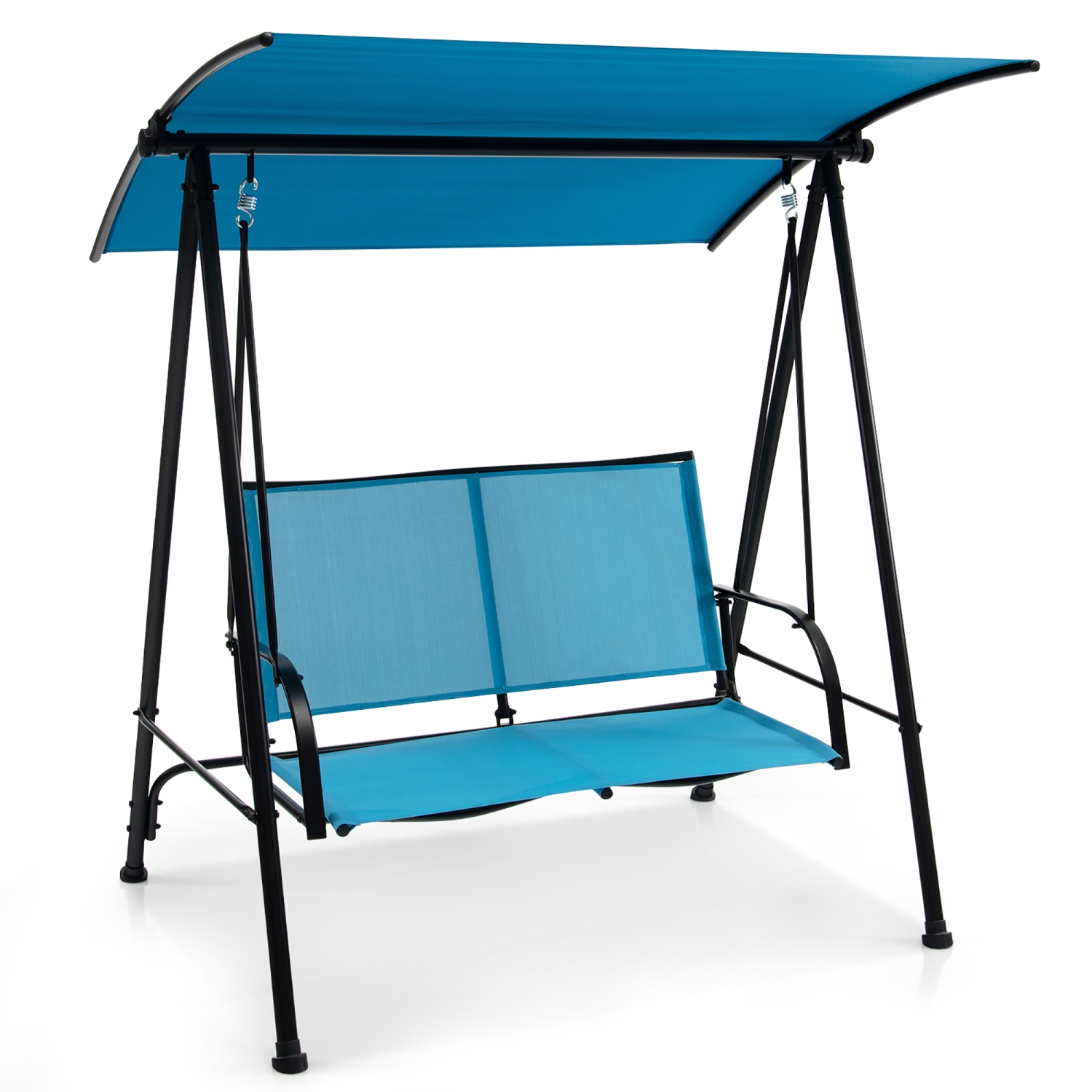 Gymax 2-Person Patio Swing Seat Swing Bench Canopy Swing Loveseat Outdoor