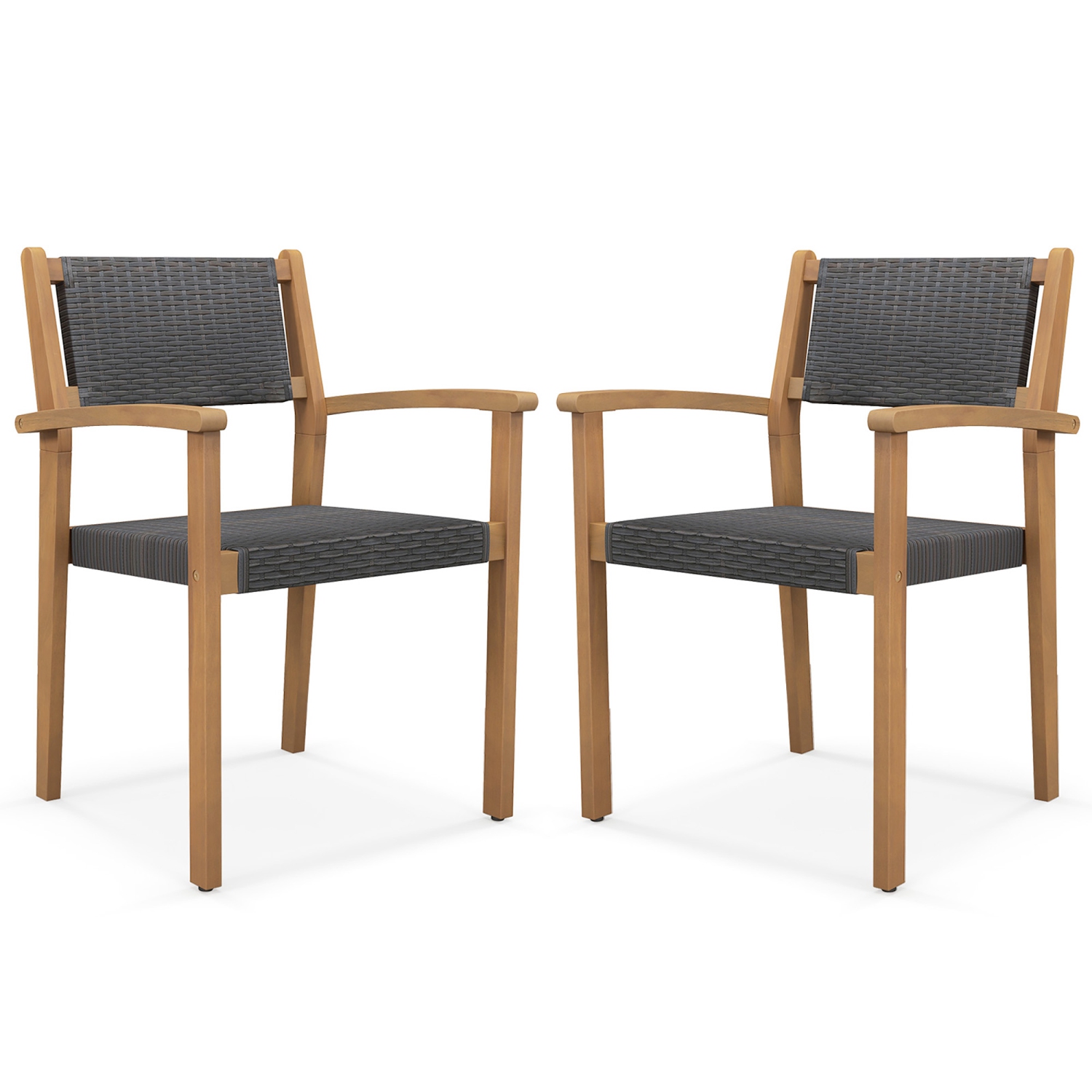 Gymax Stackable Dining Chair Set of 2 w/ Breathable Backrest Adjustable Foot Pads