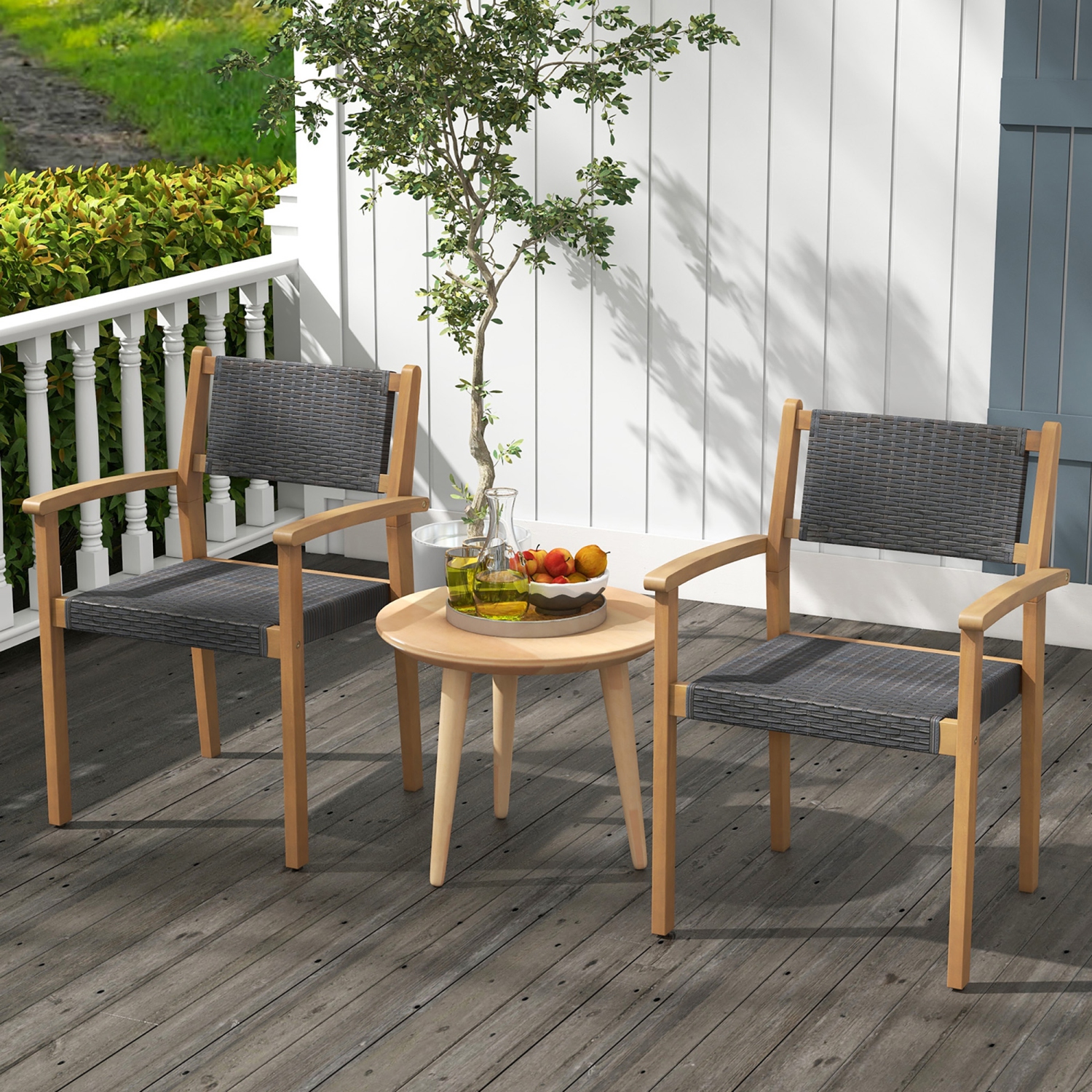 Gymax Stackable Dining Chair Set of 2 w/ Breathable Backrest Adjustable Foot Pads