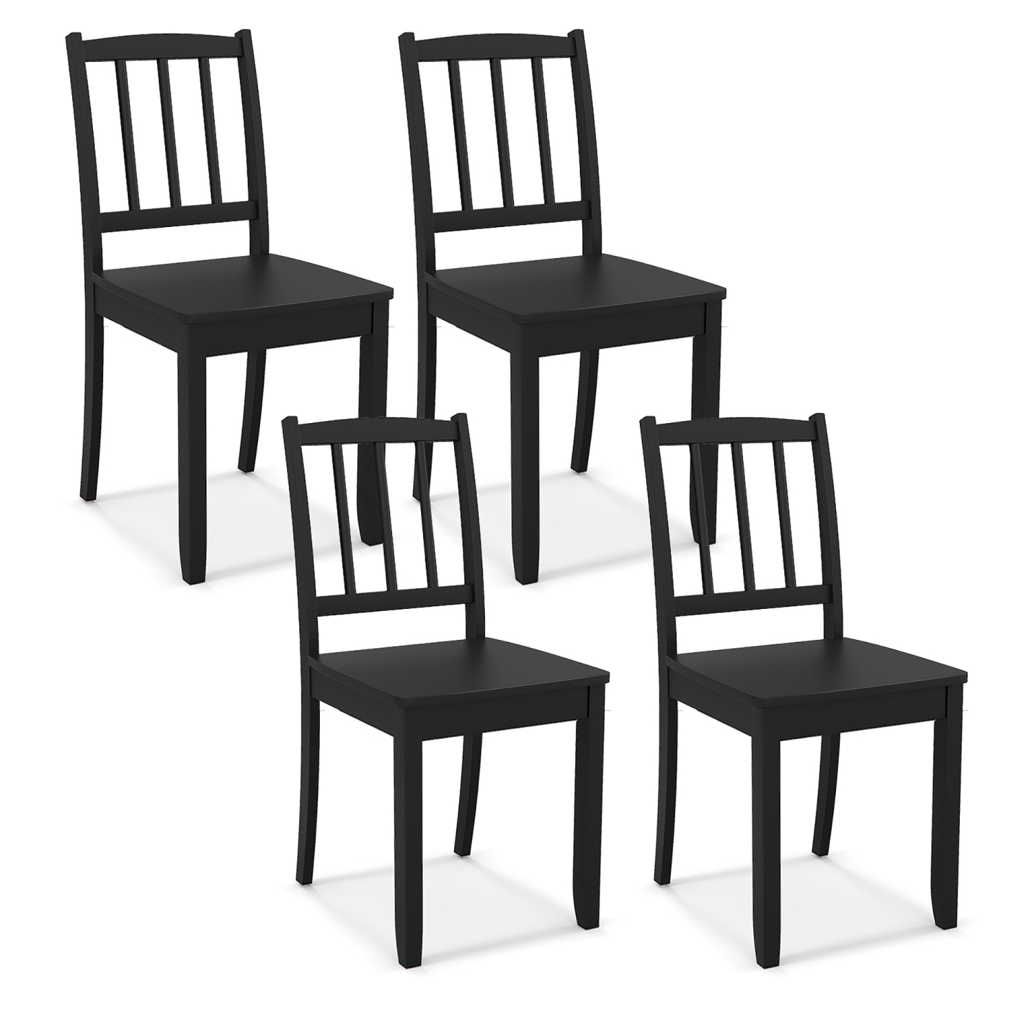 Gymax Wood Dining Chair Set of 4 w/ Rubber Wood Legs Curved Backrest for Kitchen