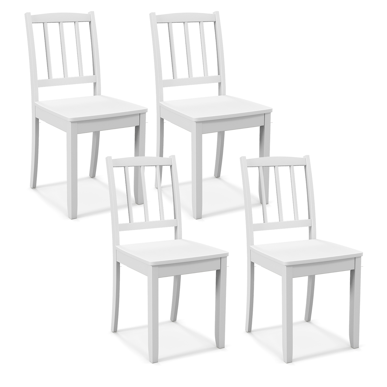 Gymax Wood Dining Chair Set of 4 w/ Rubber Wood Legs Curved Backrest for Kitchen