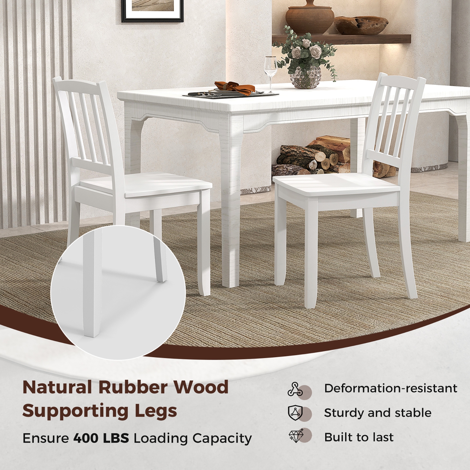 Gymax Wood Dining Chair Set of 4 w/ Rubber Wood Legs Curved Backrest for Kitchen