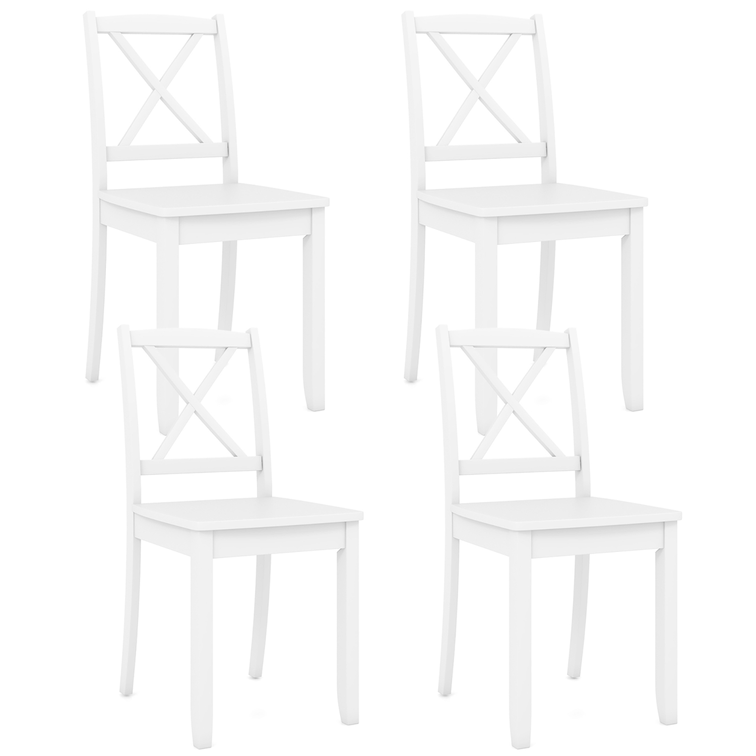 Gymax Dining Chair Set of 4 Kitchen Side Chairs w/ Rubber Wood Legs & Cross Back