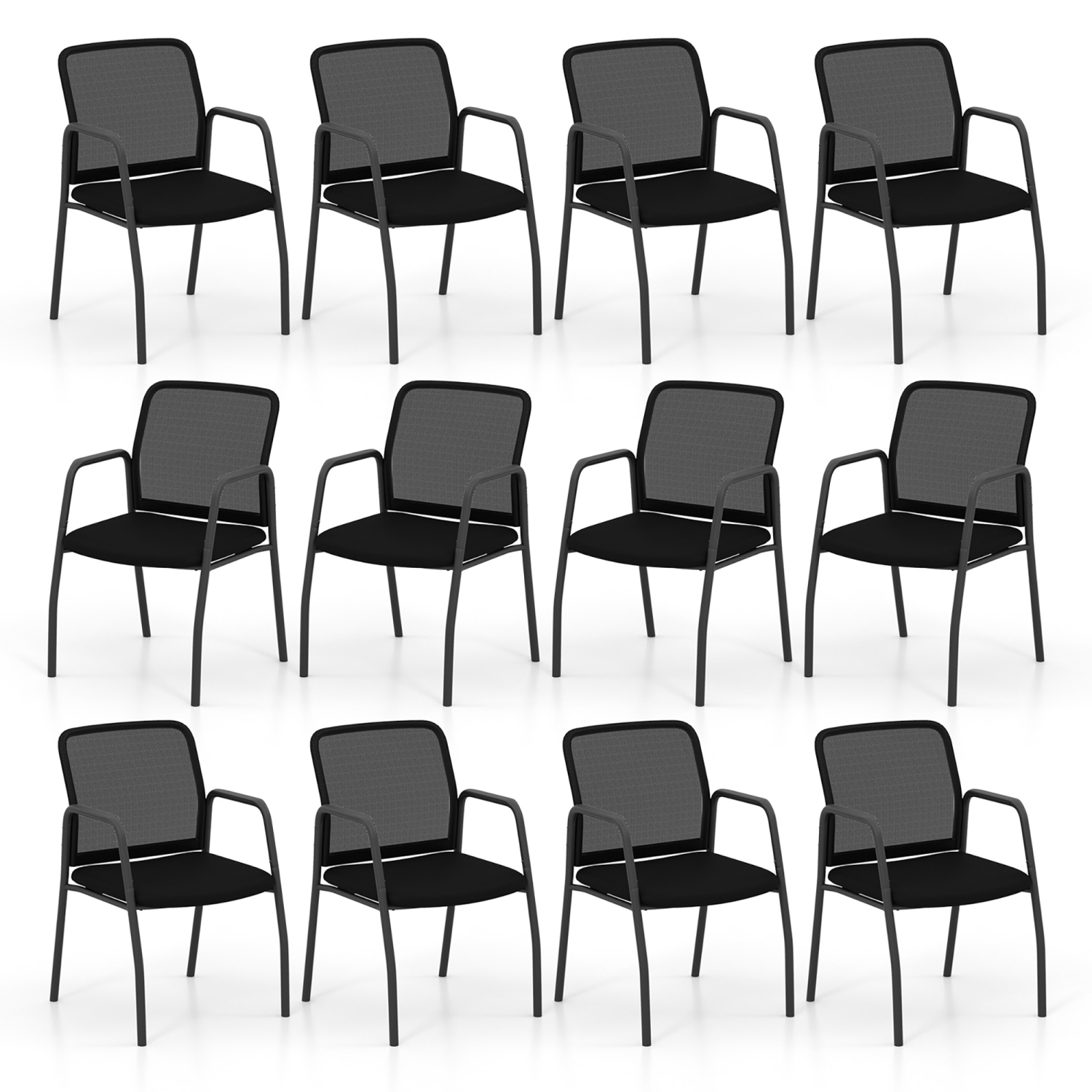 Gymax Meeting Room Chair Set of 12 Waiting Room Chairs w/ Ergonomic Backrest & Armrests