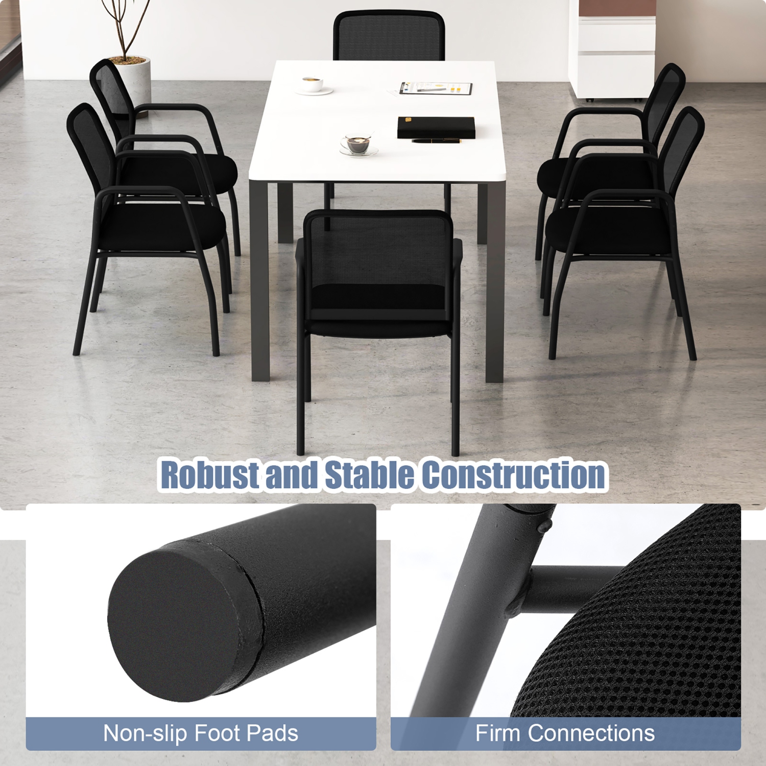 Gymax Meeting Room Chair Set of 10 Waiting Room Chairs w/ Ergonomic Backrest & Armrests