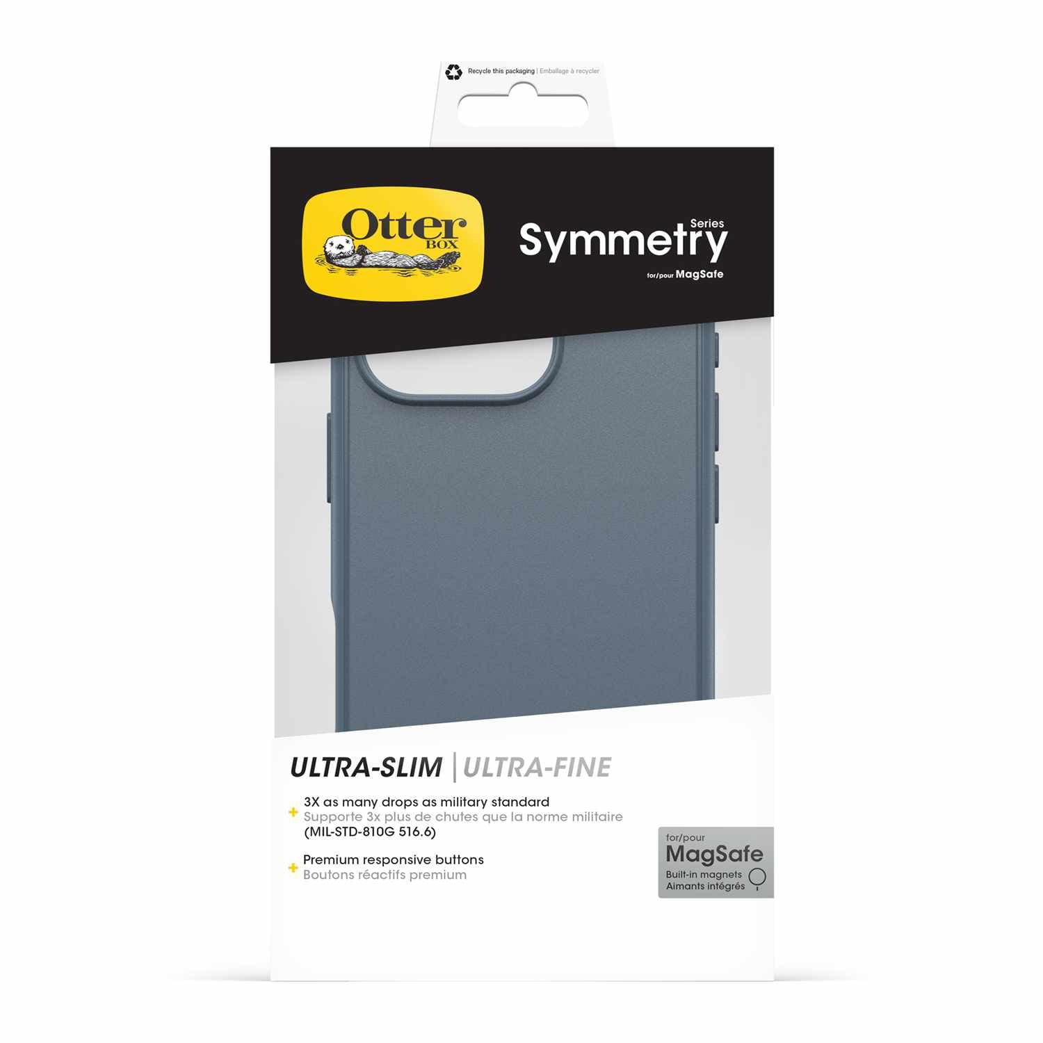 Stylish OtterBox Symmetry Series Hard Shell Case for iPhone 16 Pro - Blue with MagSafe Compatibility