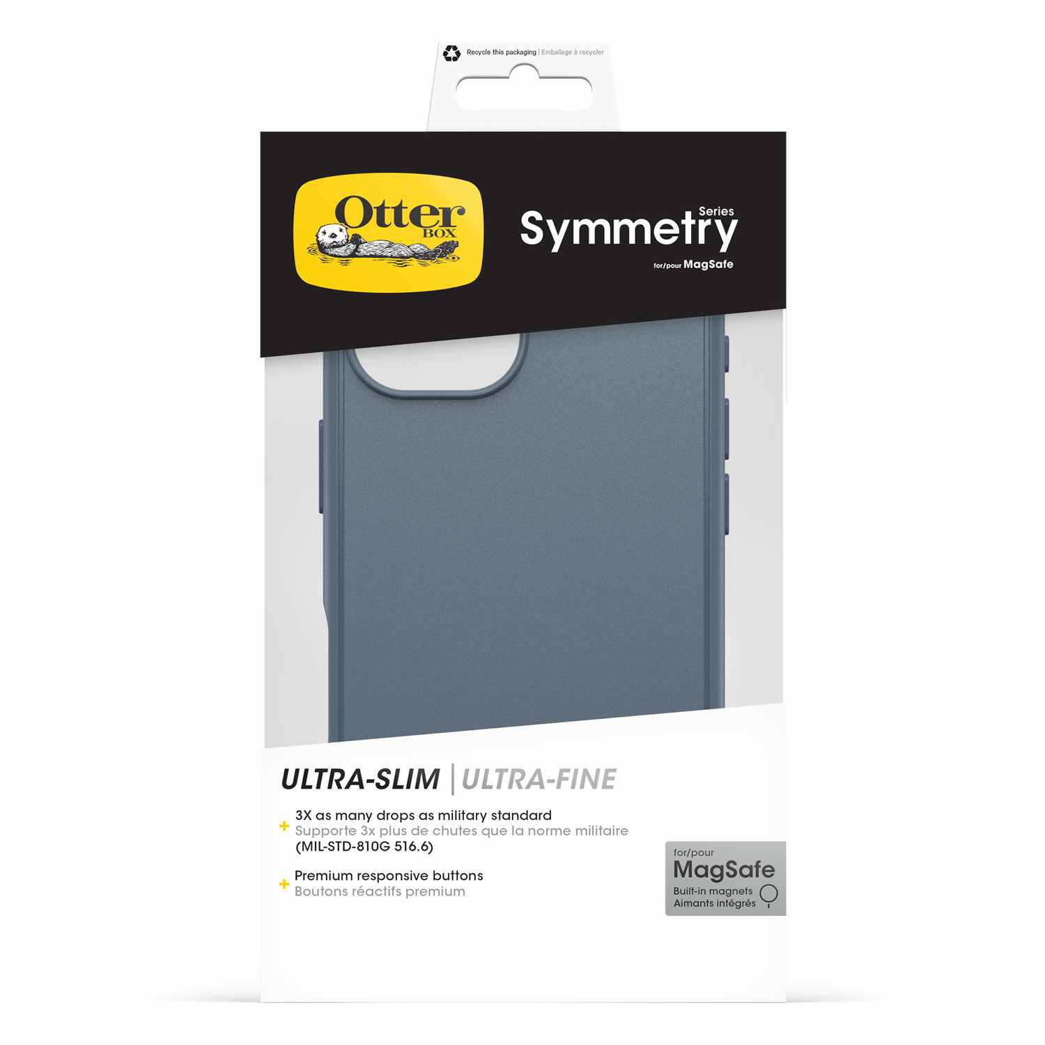 Élégant étui Symmetry d'OtterBox pour iPhone 16 avec MagSafe - coque rigide durable bleue