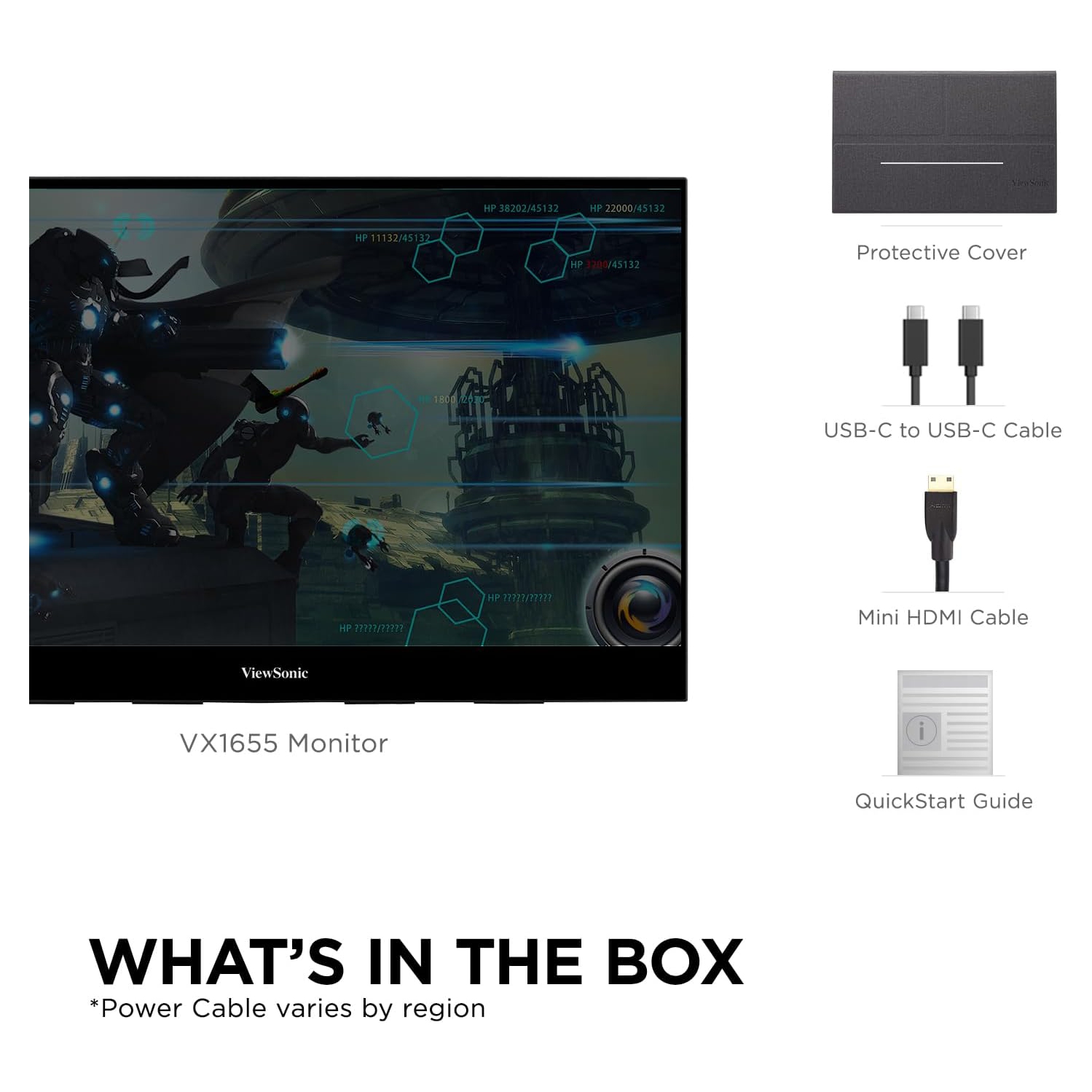 ViewSonic VX1655 VX1655 - 15.6" 1080p Portable Monitor with 60W USB C and mini HDMI