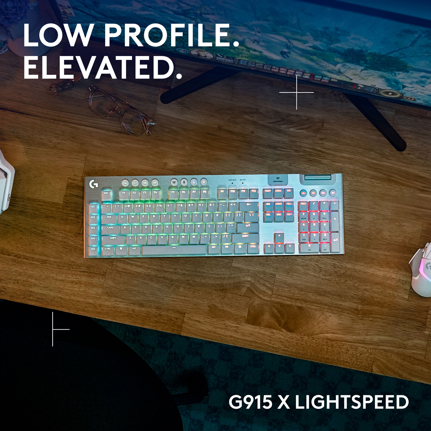 Clavier de jeu pleine grandeur sans fil rétroéclairé à commutateurs mécaniques tactiles GL G915 X LIGHTSPEED de Logitech - Blanc