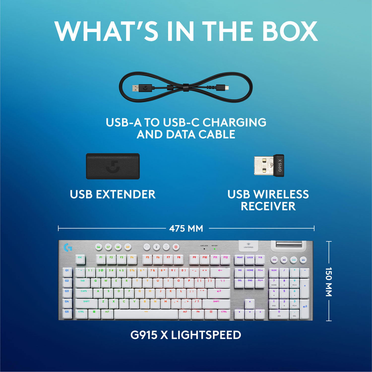 Clavier de jeu pleine grandeur sans fil rétroéclairé à commutateurs mécaniques tactiles GL G915 X LIGHTSPEED de Logitech - Blanc