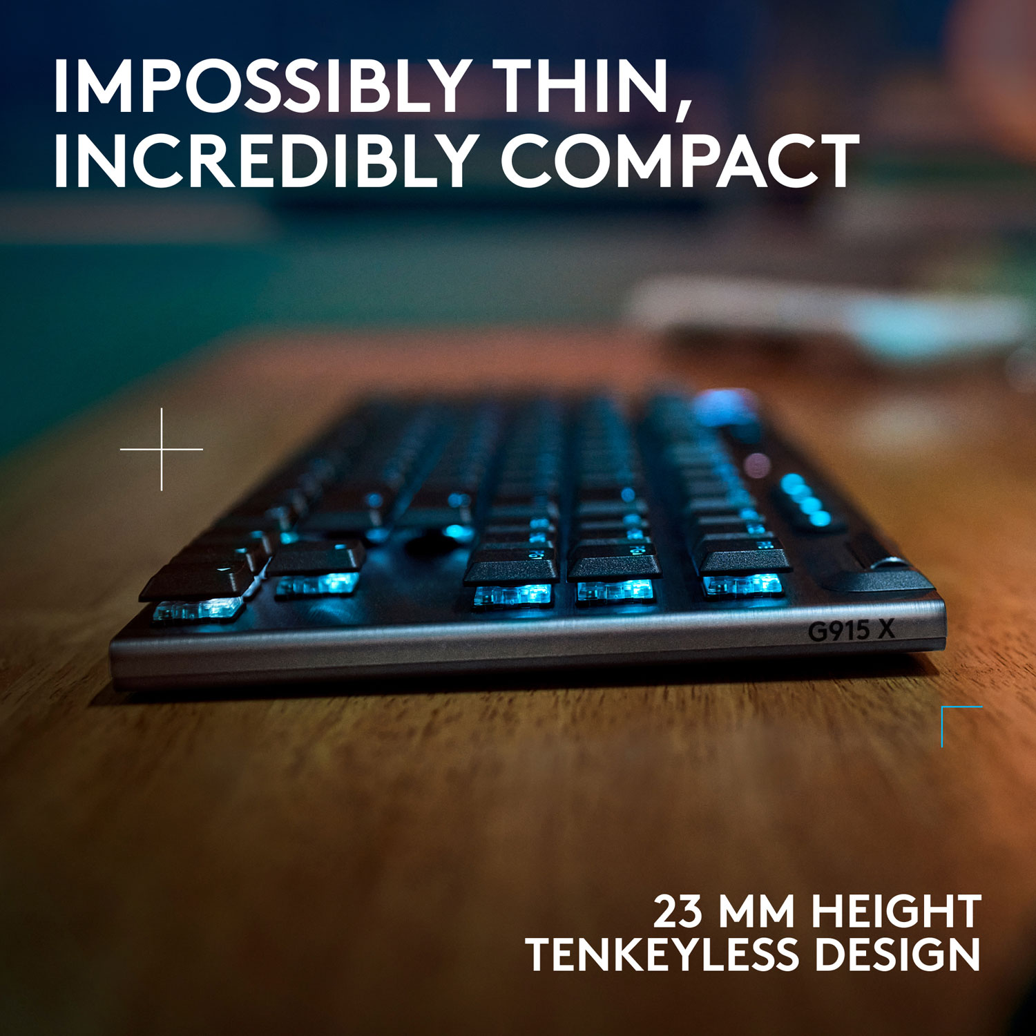 Clavier de jeu sans fil rétroéclairé à commutateurs mécaniques tactiles GL sans pavé numérique G915 X LIGHTSPEED de Logitech - Noir