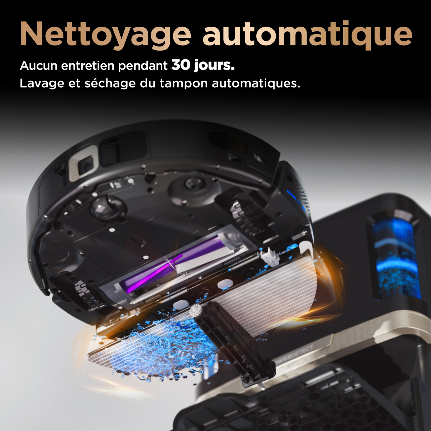 Aspirateur robot et vadrouille à vidage automatique PowerDetect NeverTouch Pro de Shark - Noir
