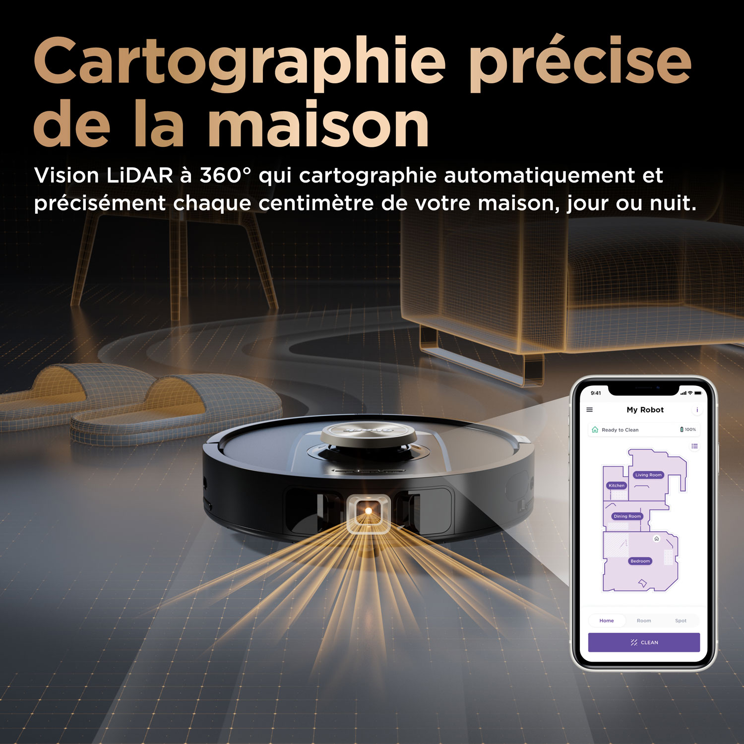 Aspirateur robot et vadrouille à vidage automatique PowerDetect NeverTouch Pro de Shark - Noir