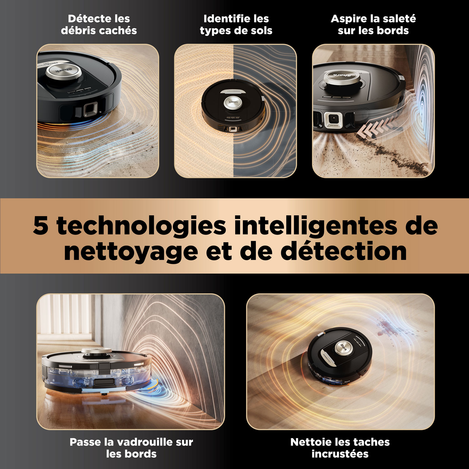 Aspirateur robot et vadrouille à vidage automatique PowerDetect NeverTouch Pro de Shark - Noir