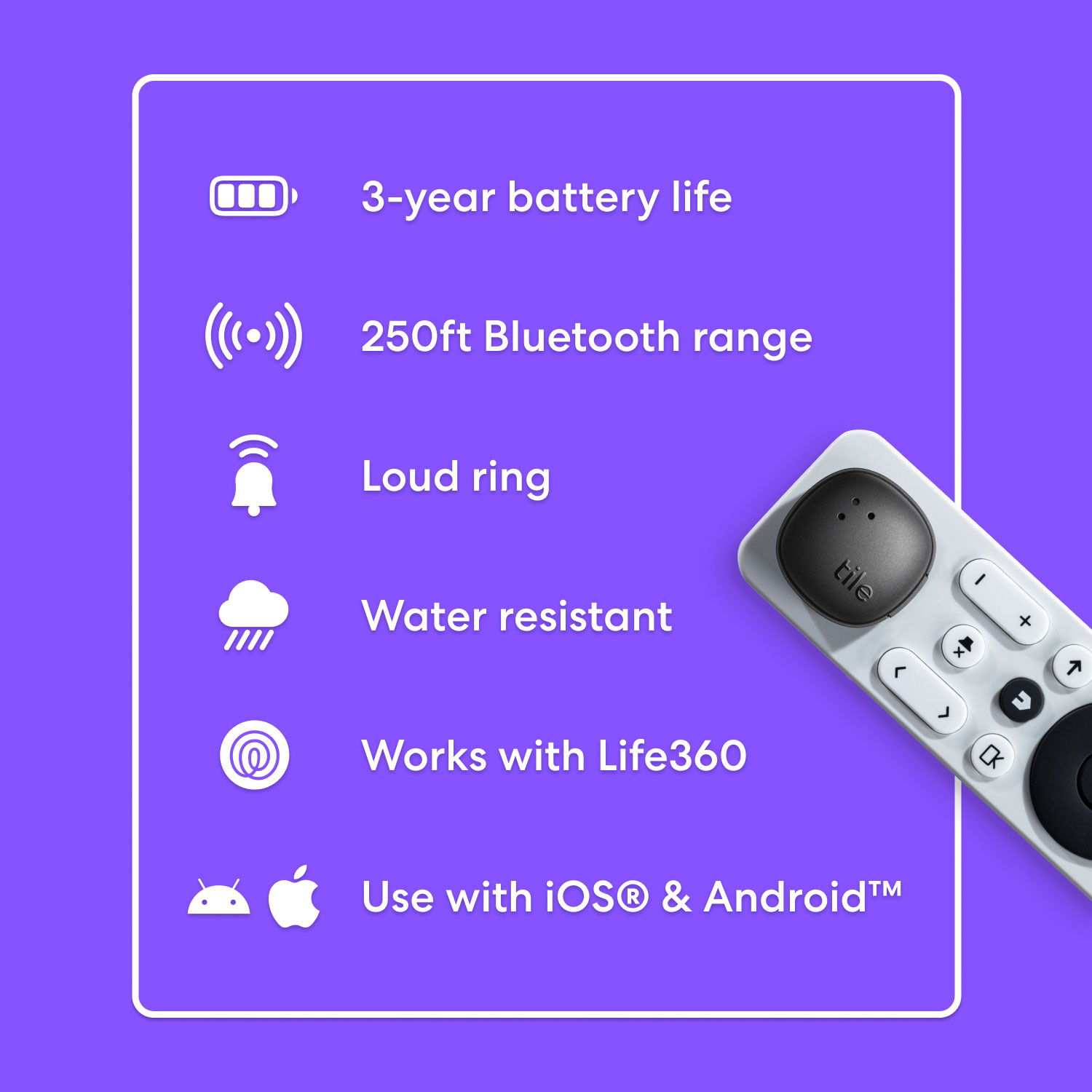 Tile Sticker Bluetooth Item Tracker - Black