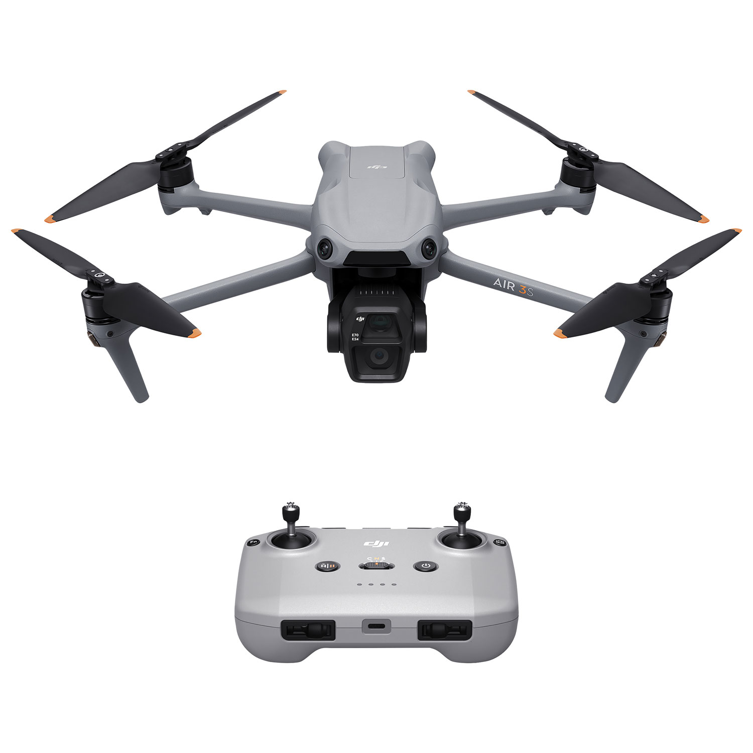 Drone quadricoptère Air 3S avec caméra et manette de DJI - Gris