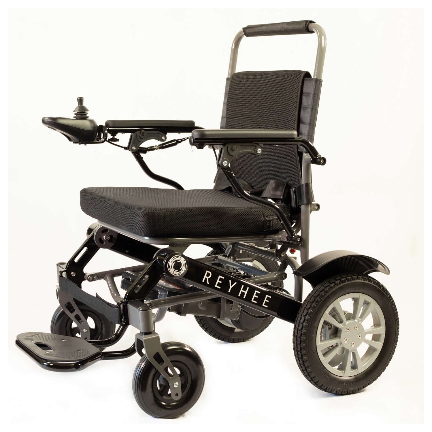 Reyhee Roamer Folding Electric Wheelchair, Dual 200W Motors, 5.9 km/h Speed, 24.9 km Range, Foldable, 136 kg Capacity, Black