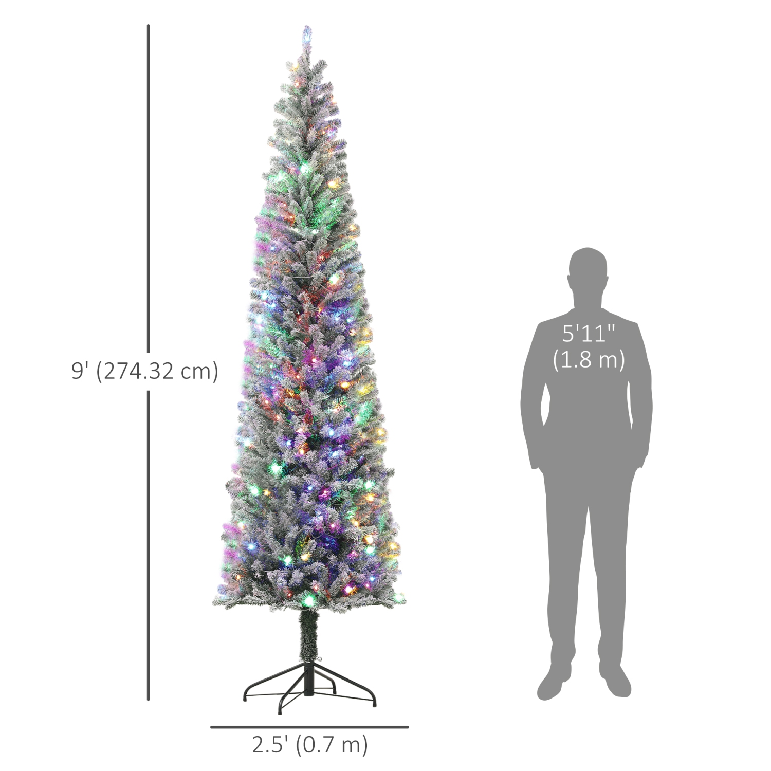 Arbre de Noël illuminé avec télécommande 9&nbsp;pi de HOMCOM, luminosité réglable, arbre de Noël artificiel avec 310 DEL à deux couleurs, 895