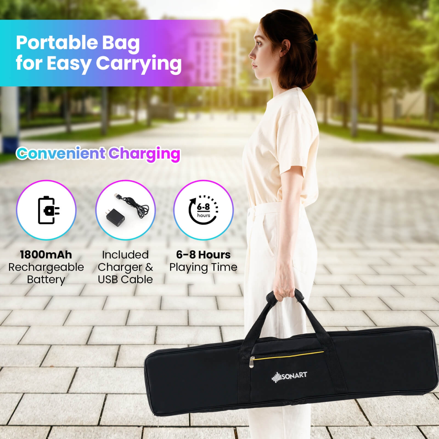 Costway 61-Key Electric Piano Keyboard for Beginners with Adjustable Stand & Stool