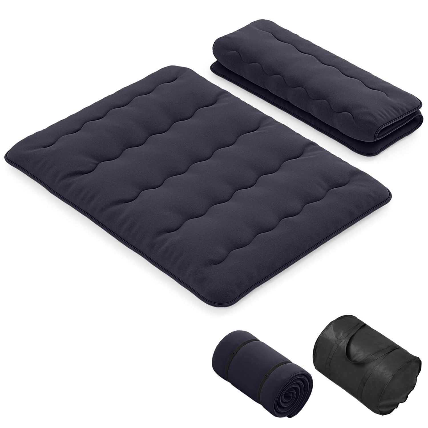 Costway Twin/Queen Futon Mattress Japanese Floor Sleeping Pad Washable Cover Carry Bag Black