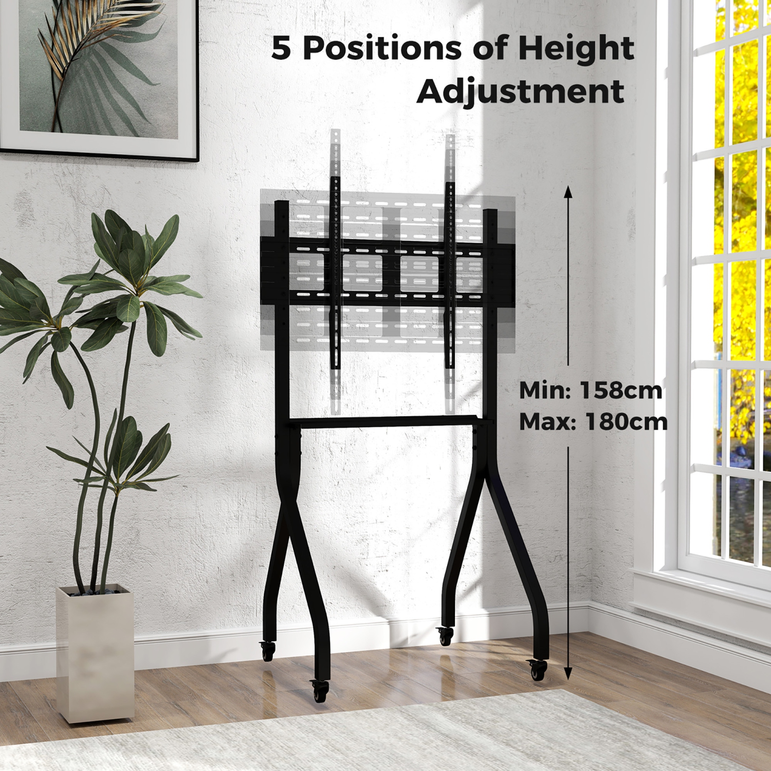 Gymax Mobile TV Stand Rolling TV Cart for 43''-100'' Flat/Curved Screens up to 110 lbs