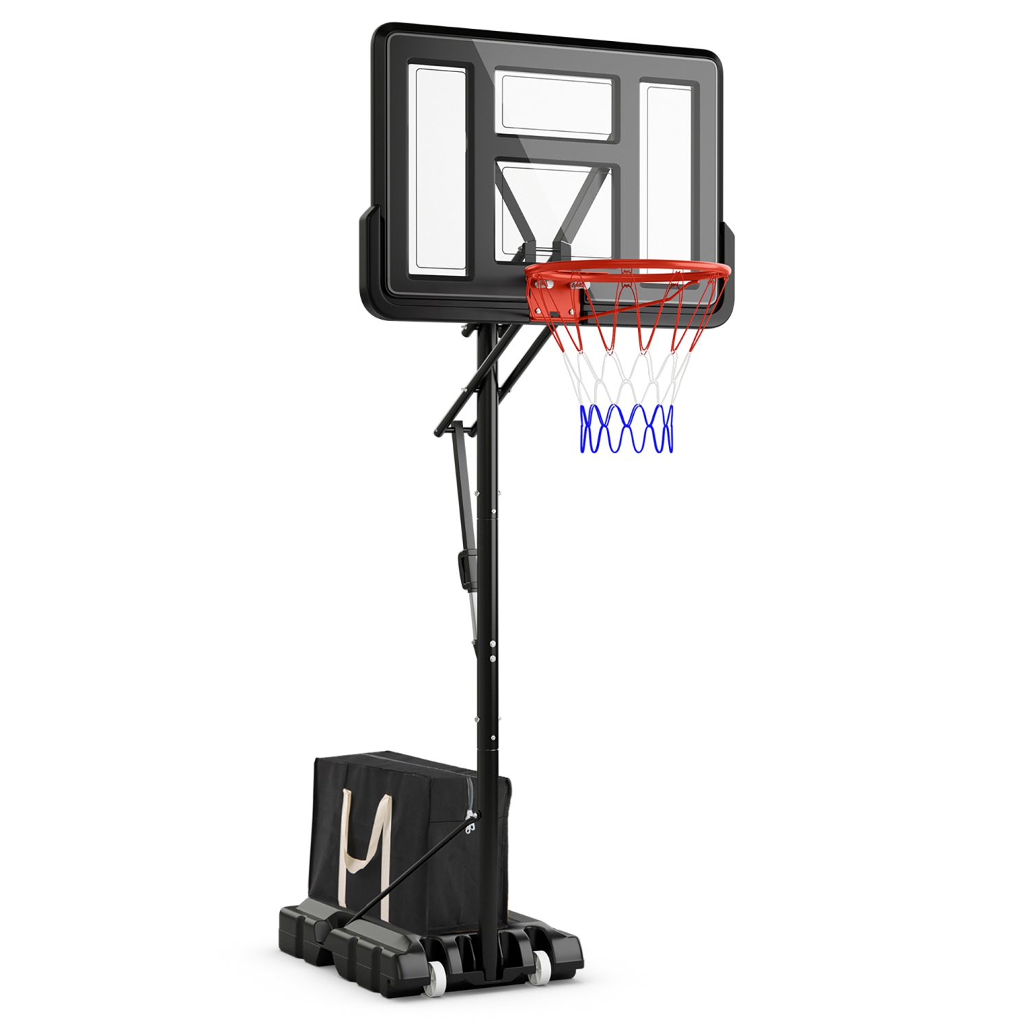 Gymax Portable Basketball Hoop System w/ Easy Height Adjustment from 7.9-10 FT