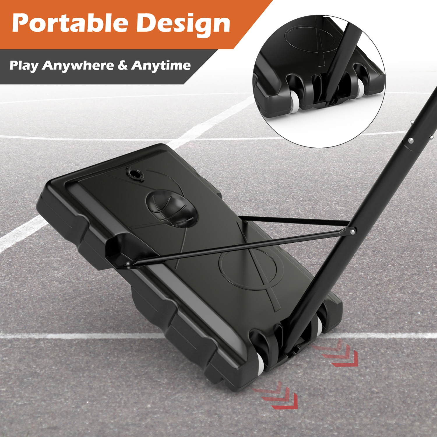 Gymax Portable Basketball Hoop System 4.9-10 FT Adjustable w/ Weight Bag Wheels Outdoor