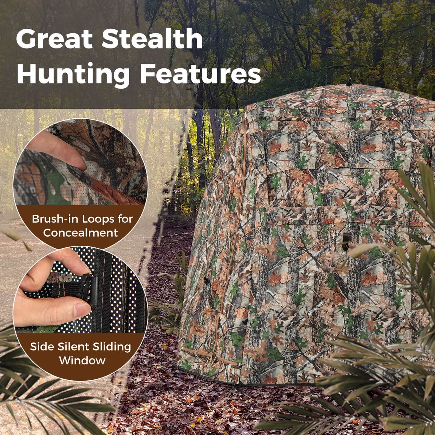 Gymax 3 in 1 Multifunctional Hunting Blind w/ Skylight Roof Cover Carrying Bag stakes
