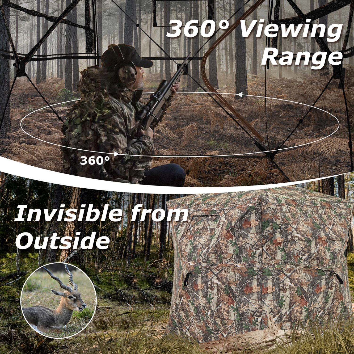 Gymax 360° One-Way See-Through Hunting Blind w/ Full-Open Door Portable Carry Bag