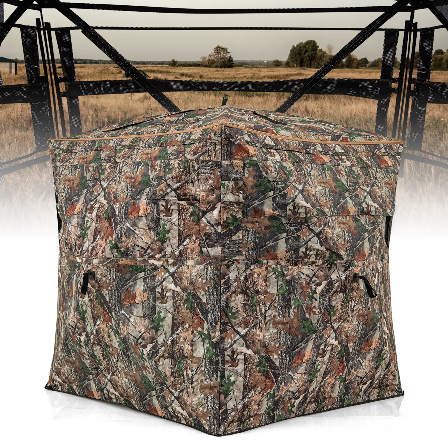 Gymax 3 in 1 Multifunctional Hunting Blind w/ Skylight Roof Cover Carrying Bag