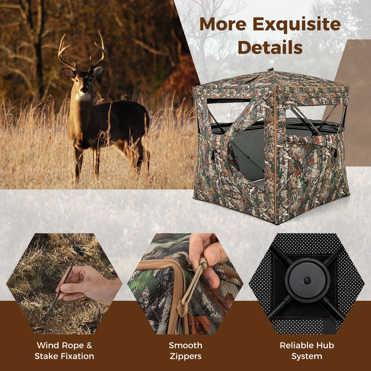 Gymax 3 in 1 Multifunctional Hunting Blind w/ Skylight Roof Cover Carrying Bag