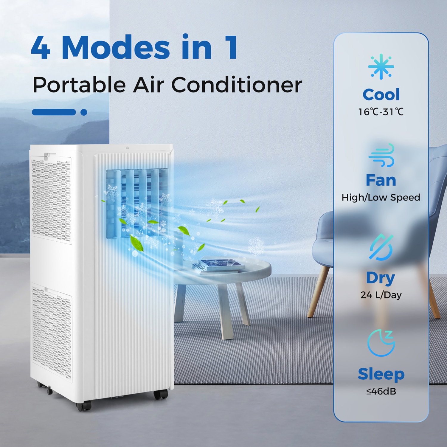 Gymax 10000 BTU 4-in-1 Portable Air Conditioner Standing Air Cooler w/ Fan & Dehumidifier