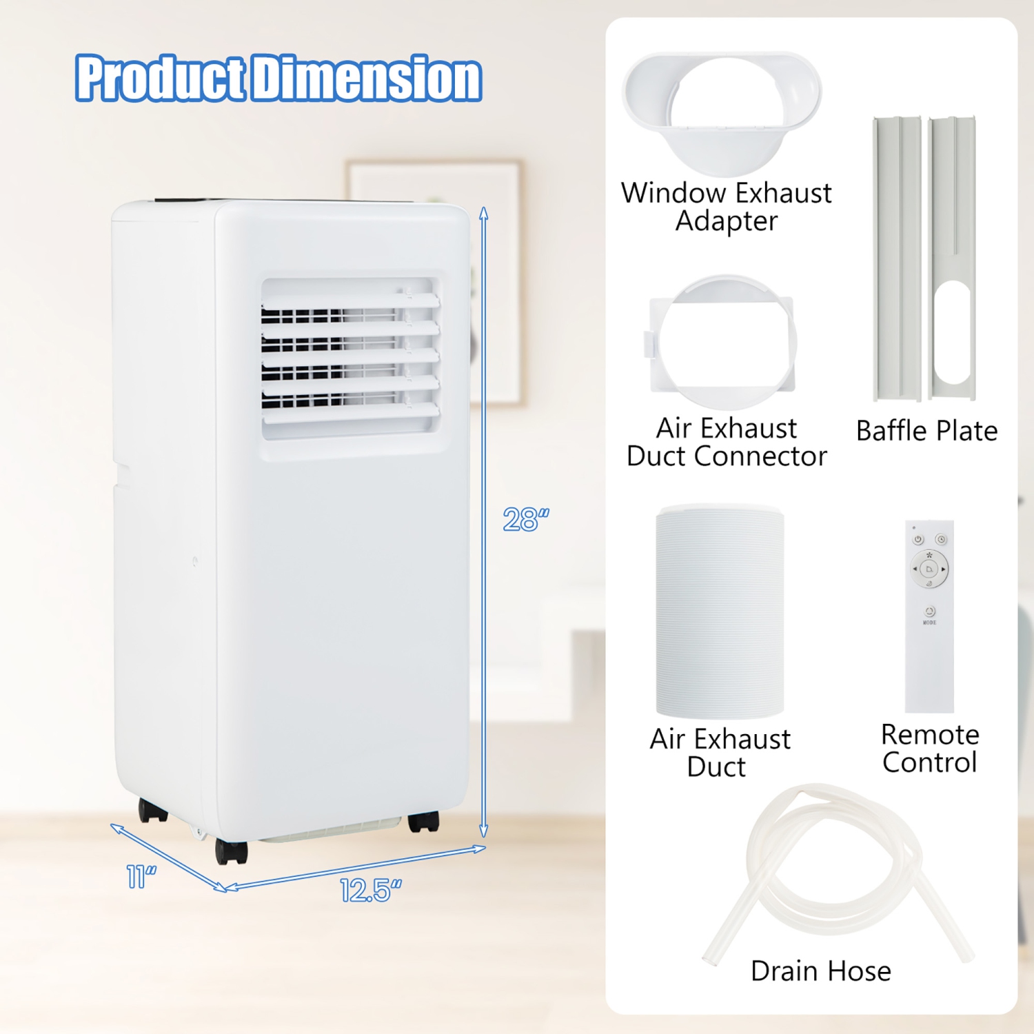Gymax Portable Air Conditioner w/ Remote Control 3-in-1 Portable AC Unit w/ Fan & Dehumidifier