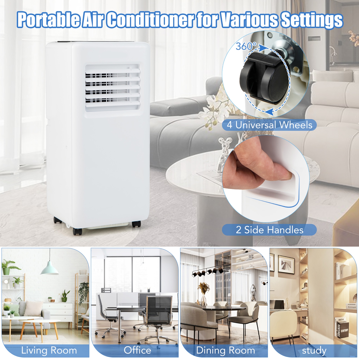 Gymax Portable Air Conditioner w/ Remote Control 3-in-1 Portable AC Unit w/ Fan & Dehumidifier