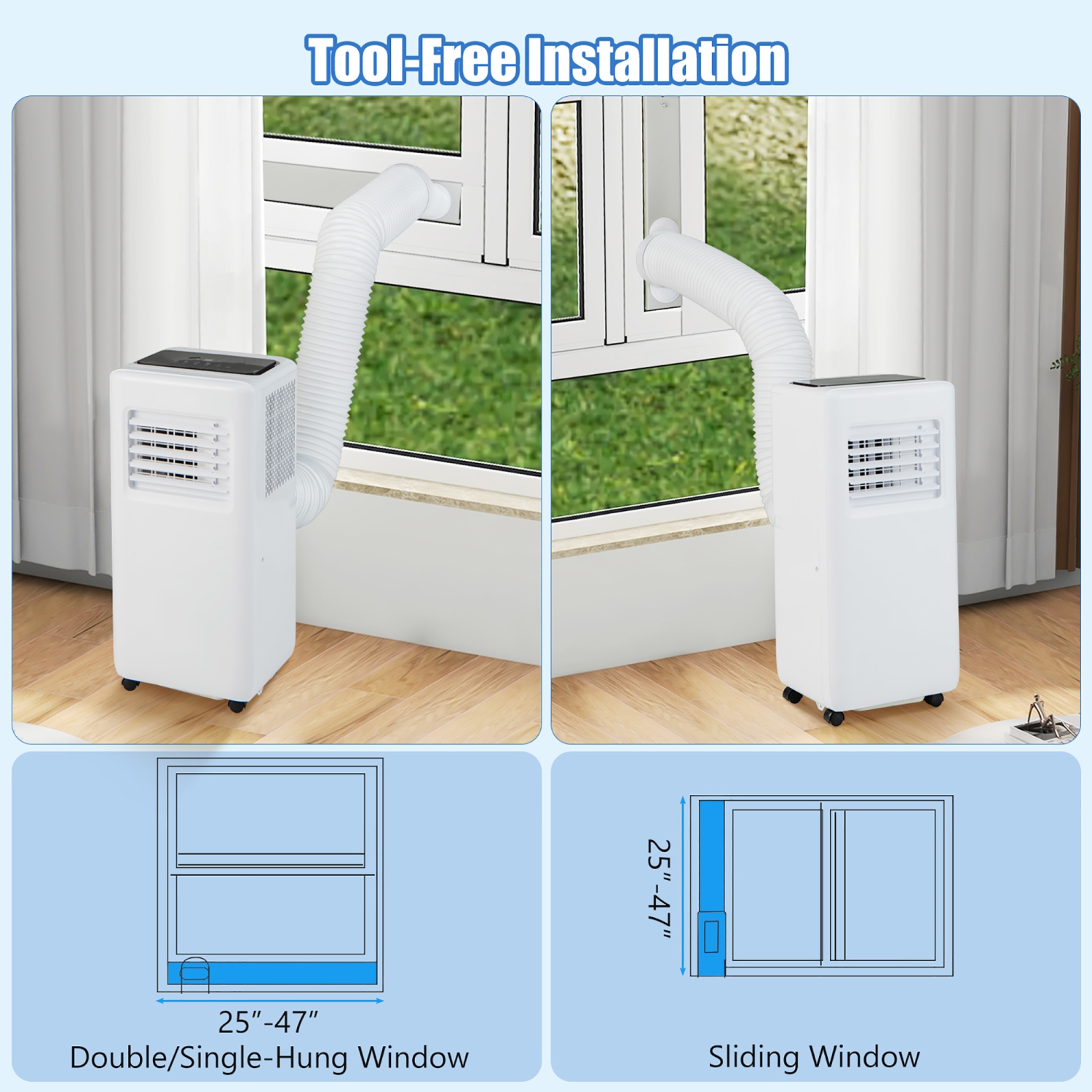 Gymax Portable Air Conditioner w/ Remote Control 3-in-1 Portable AC Unit w/ Fan & Dehumidifier