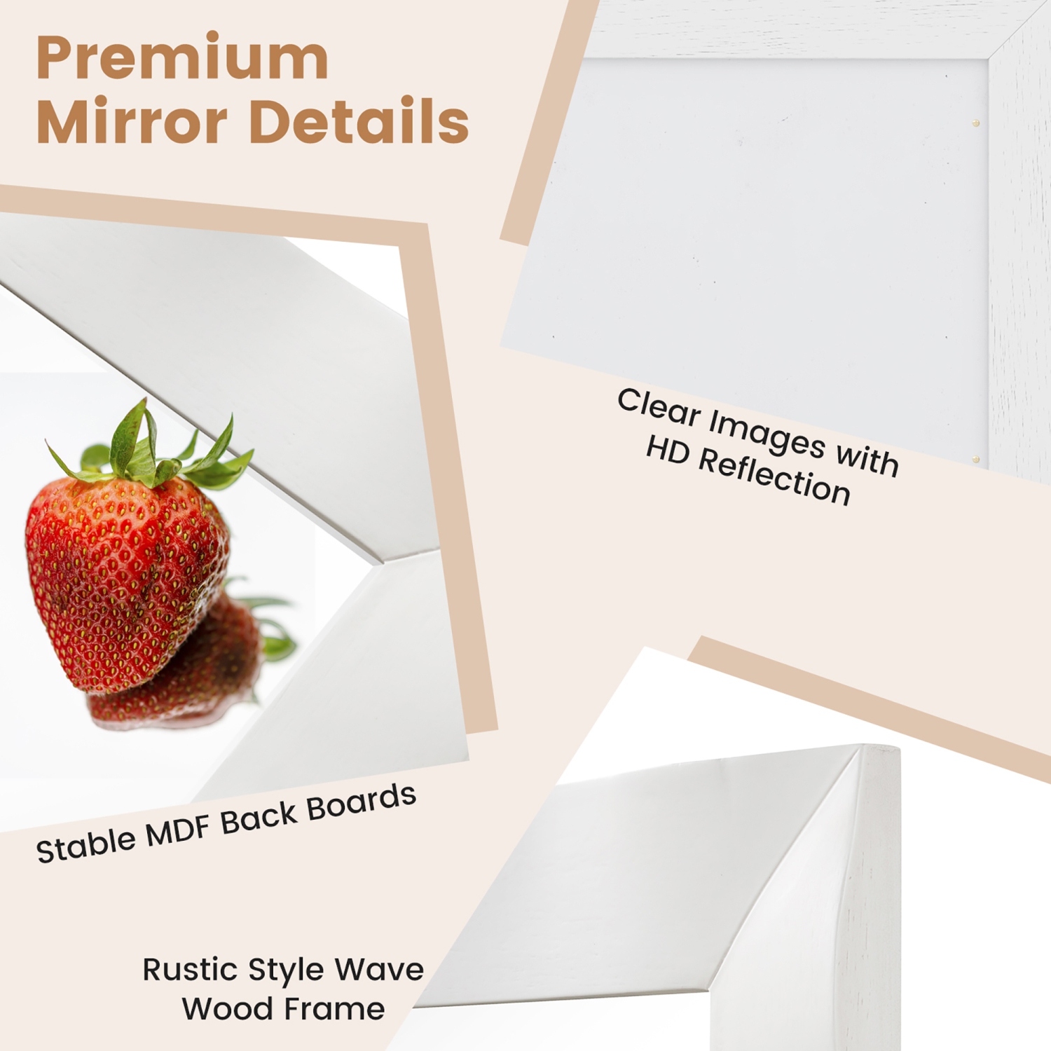 Gymax 42'' x 28'' Farmhouse Wall Mirror w/Solid Wood Frame Rubber Wood Rustic Style