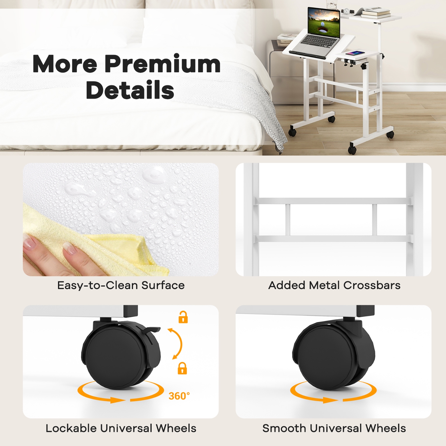 Gymax Adjustable Computer Desk Mobile Stand up Desk Tilting Workstation