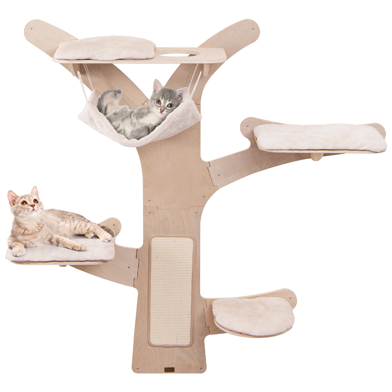 Gymax Wall-Mounted Cat Tower w/ Hammock 4 Platforms Sisal Scratching Mat for Indoor