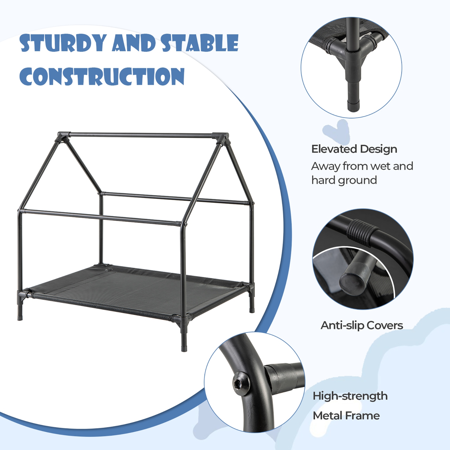 Gymax 36'' Elevated Dog House for Small Breeds Large Pet House w/ Ventilated Windows