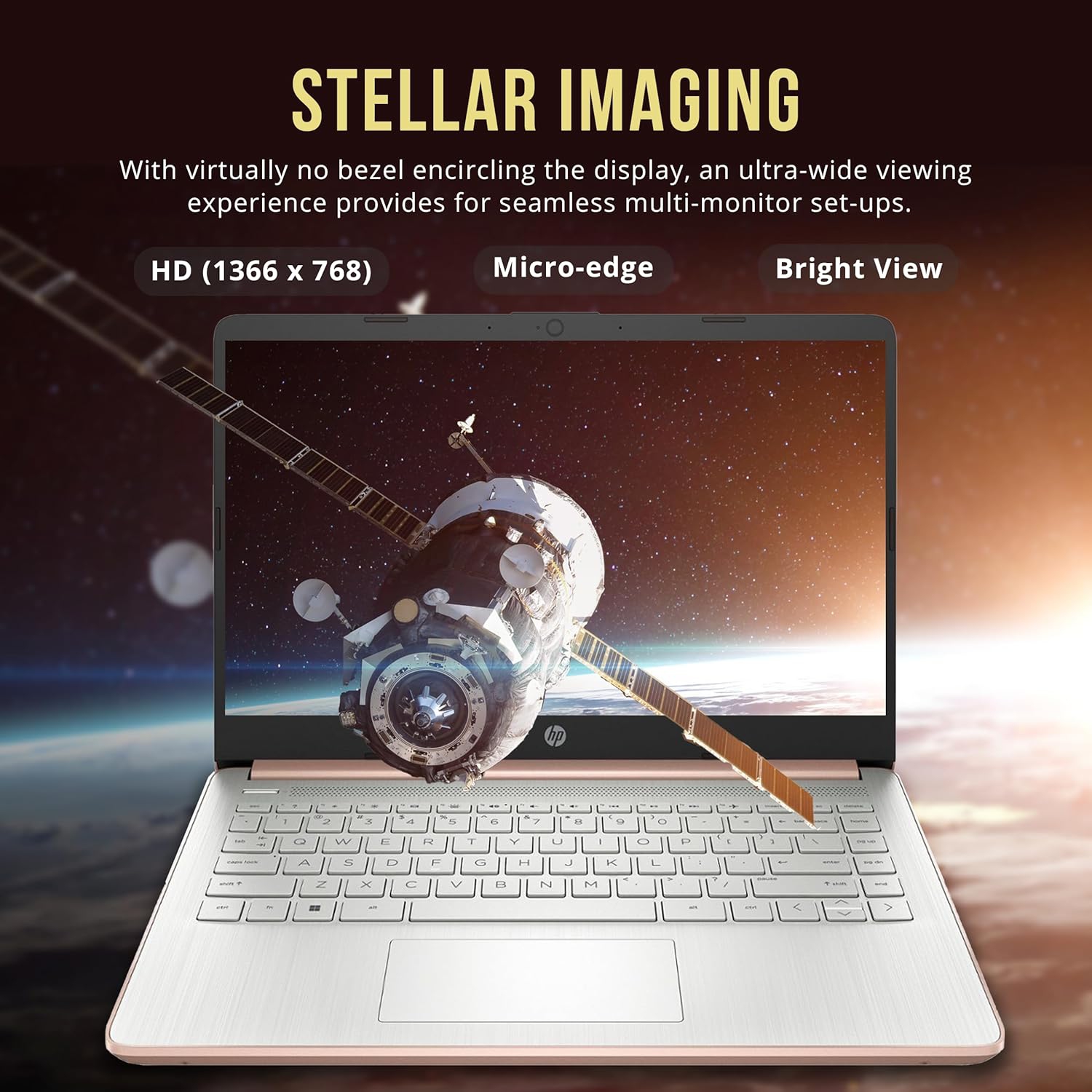 HP Stream 14" HD BrightView Laptop, Intel Celeron N4120, 288GB Storage, 8GB RAM, Intel UHD Graphics, HD Webcam, Win 11 S, Gold