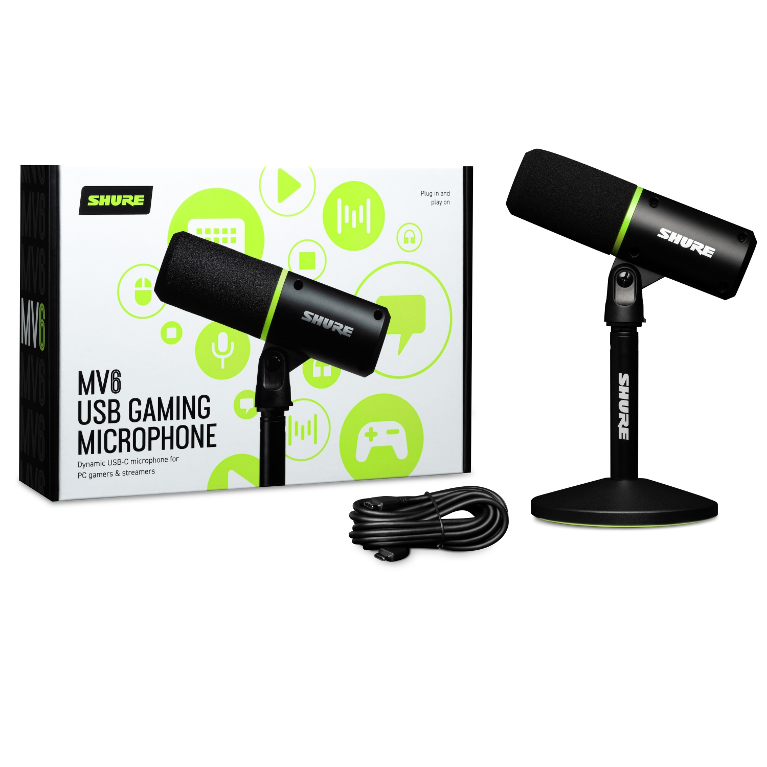 Microphone de jeu USB MV6 de Shure - Noir