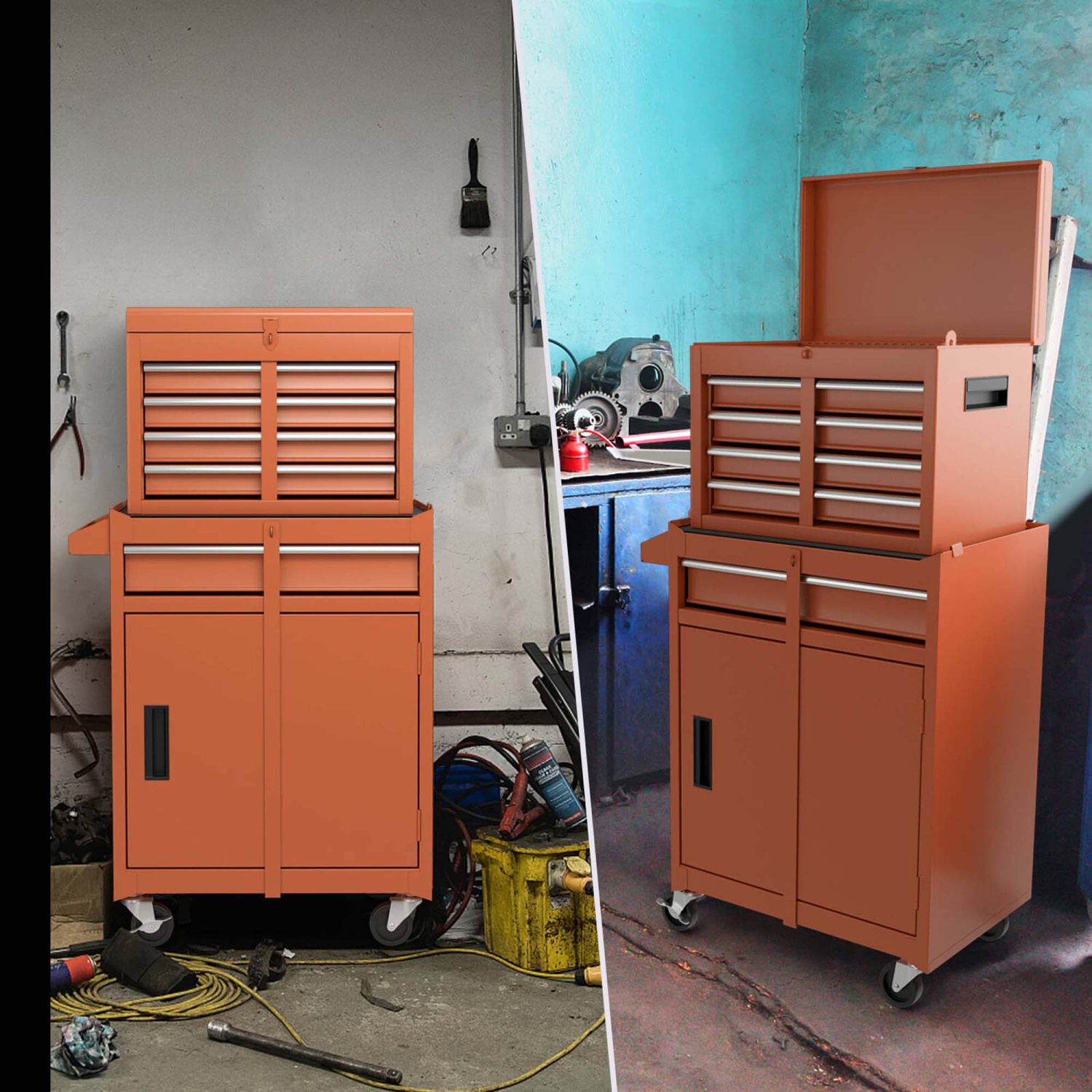 Costway 5-Drawer Rolling Tool Chest Cabinet Metal Tool Storage Box Lockable with Wheels