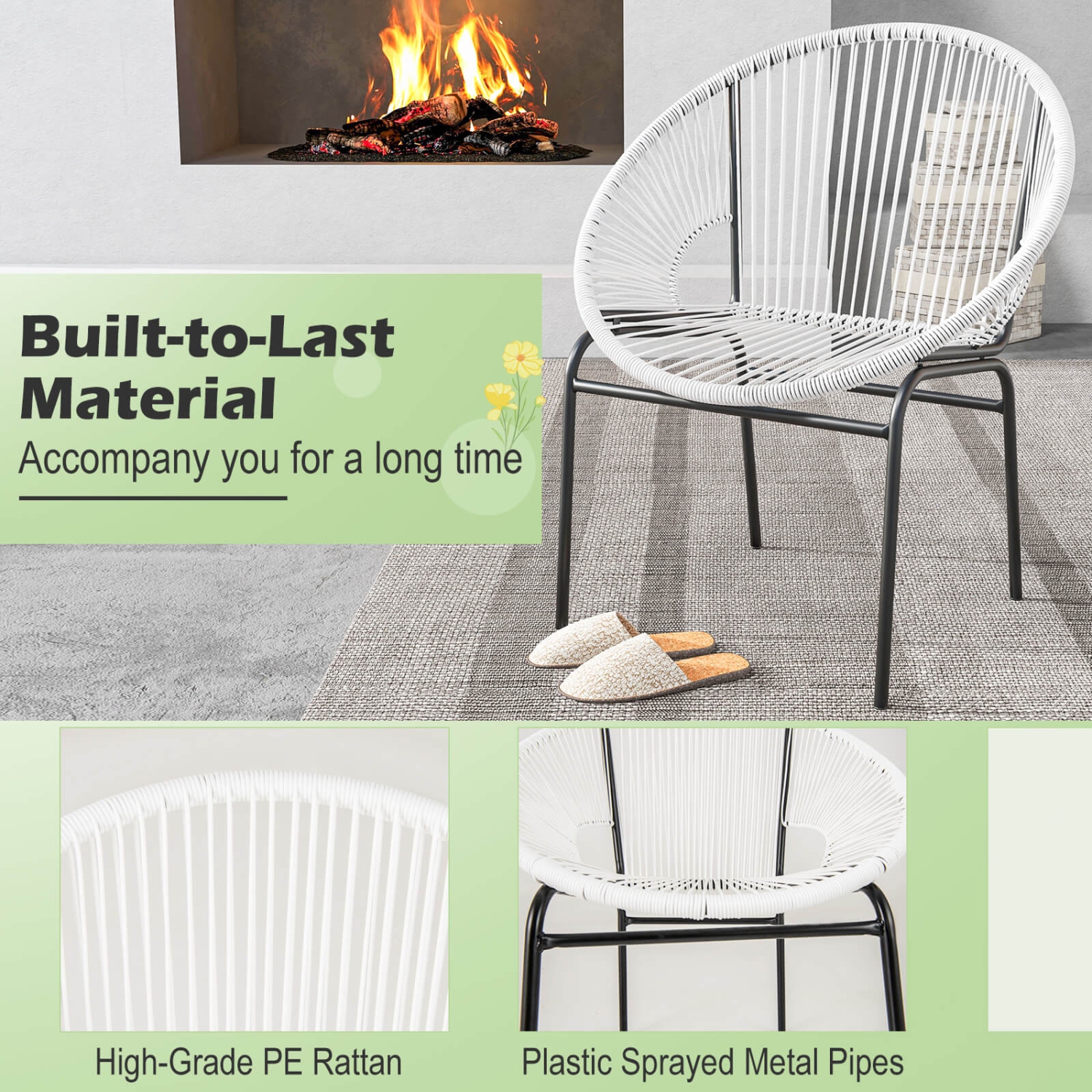 Ensemble bistro en plastique à table en verre torsadé pour patio Acapulco 3PCS de Costway