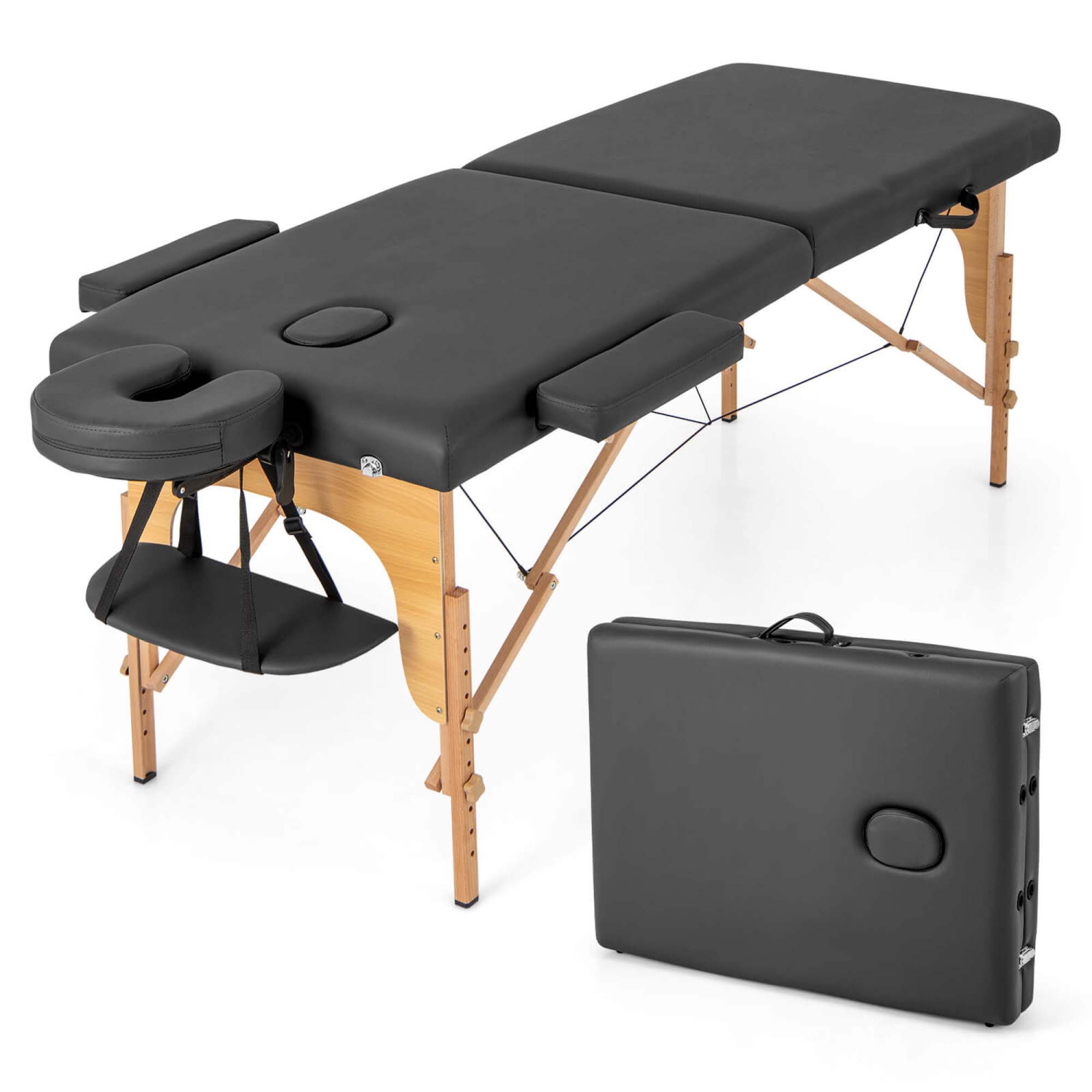 Costway 84" Portable & Foldable Massage Salon Spa Facial Care Tattoo Bed with Carrying Bag