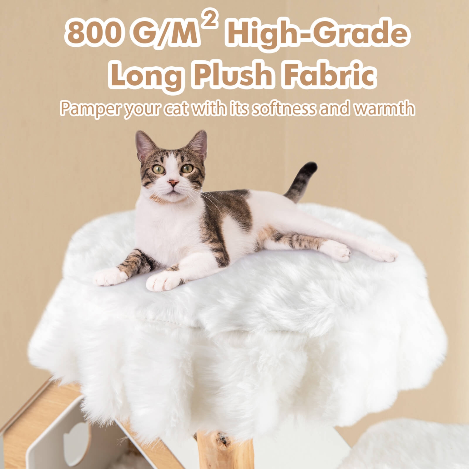 Costway 60" Tall Solid Wood Cat Tree with 2 Perches Condo Jute Scratching Posts Sisal Rope