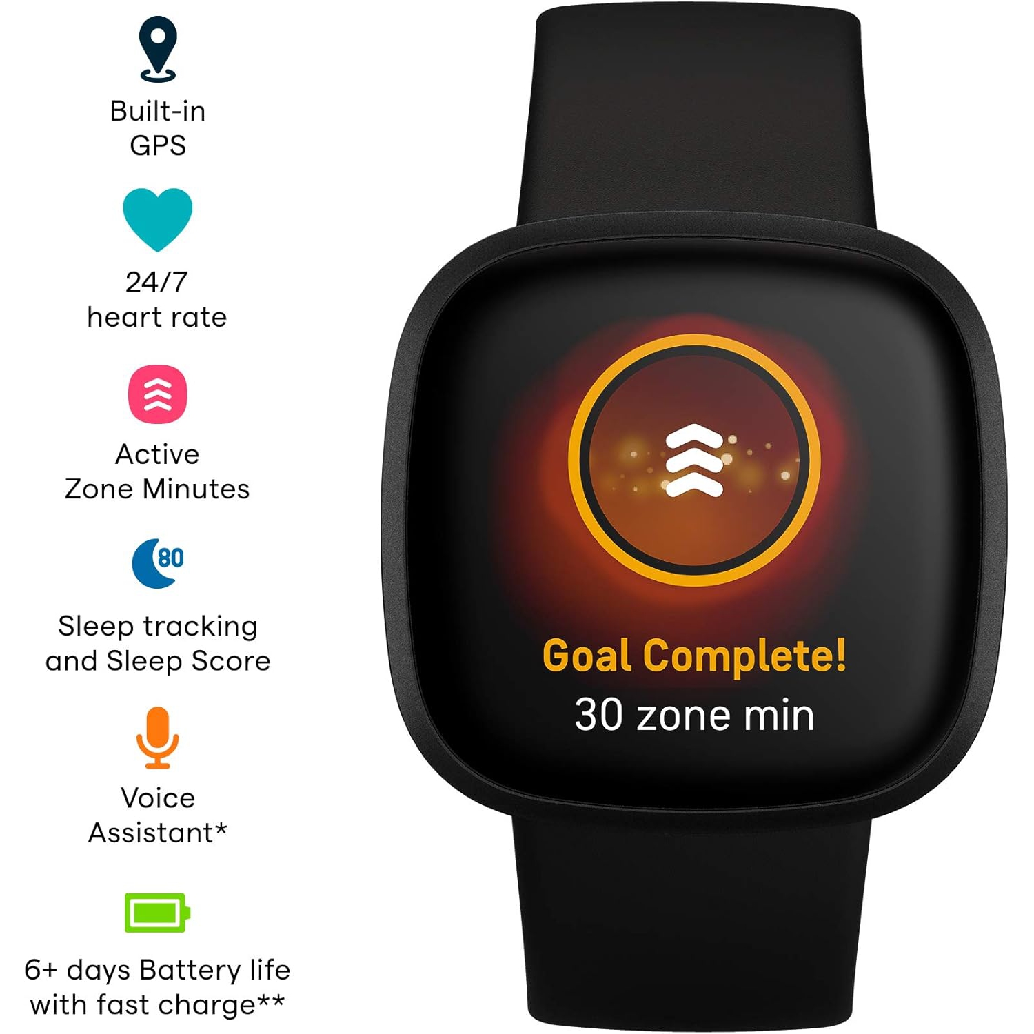 Refurbished- Fitbit Versa 3 Smart Watch with GPS- Black